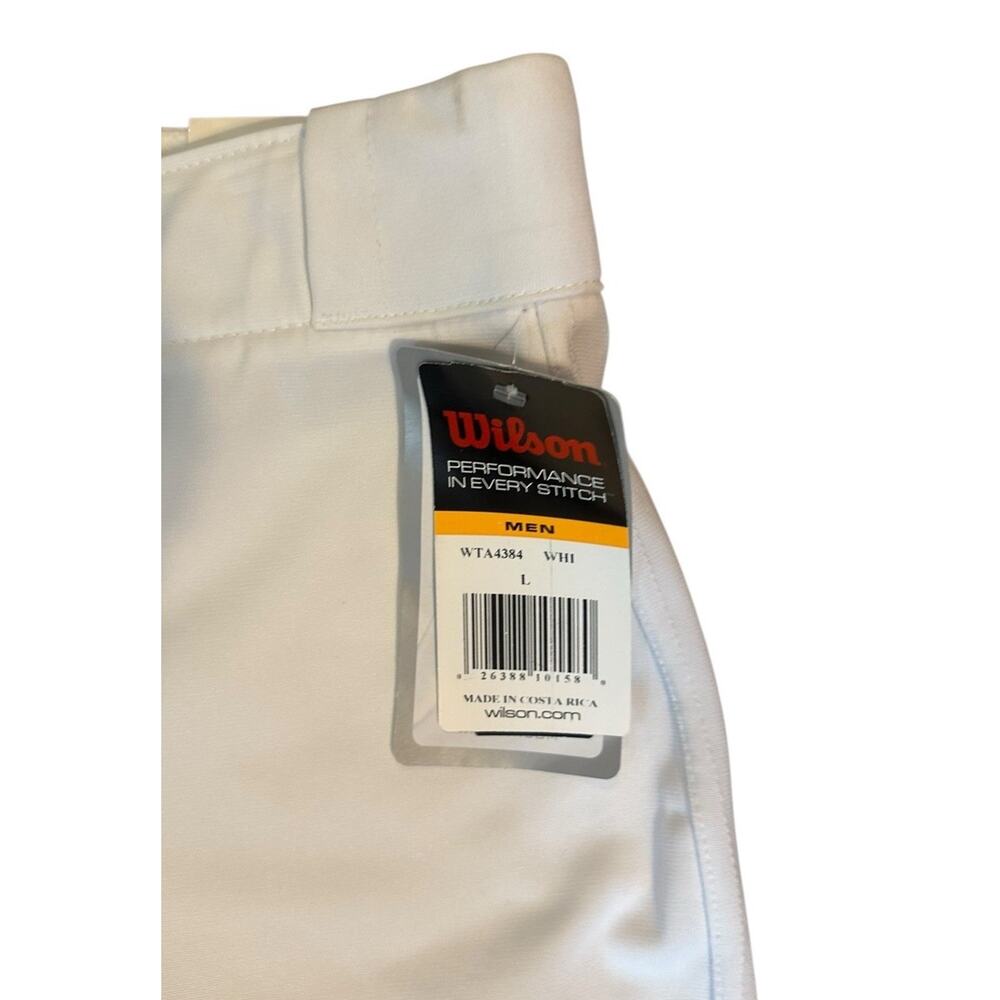 NEW White Wilson Baseball Pants Relaxed Full Leg Wicking Elastic Waist Men's LRG - Picture 5 of 7